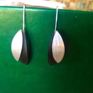Ebony silver drop earrings